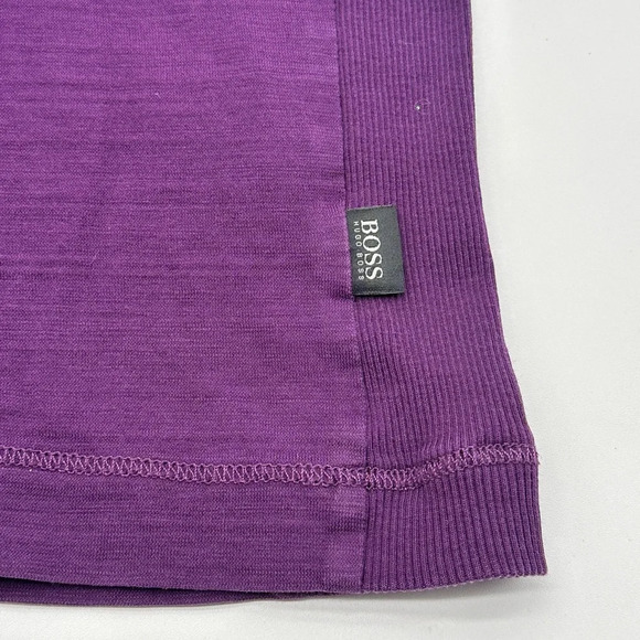 Boss Hugo Boss Men Shirt Slim Fit Purple Modern Fit Long Staple Cotton Tee Large - Picture 2 of 10
